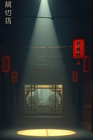 都市悬疑剧《长夜灯河录》竖版海报，档案室冷调顶光下的灯牌特写